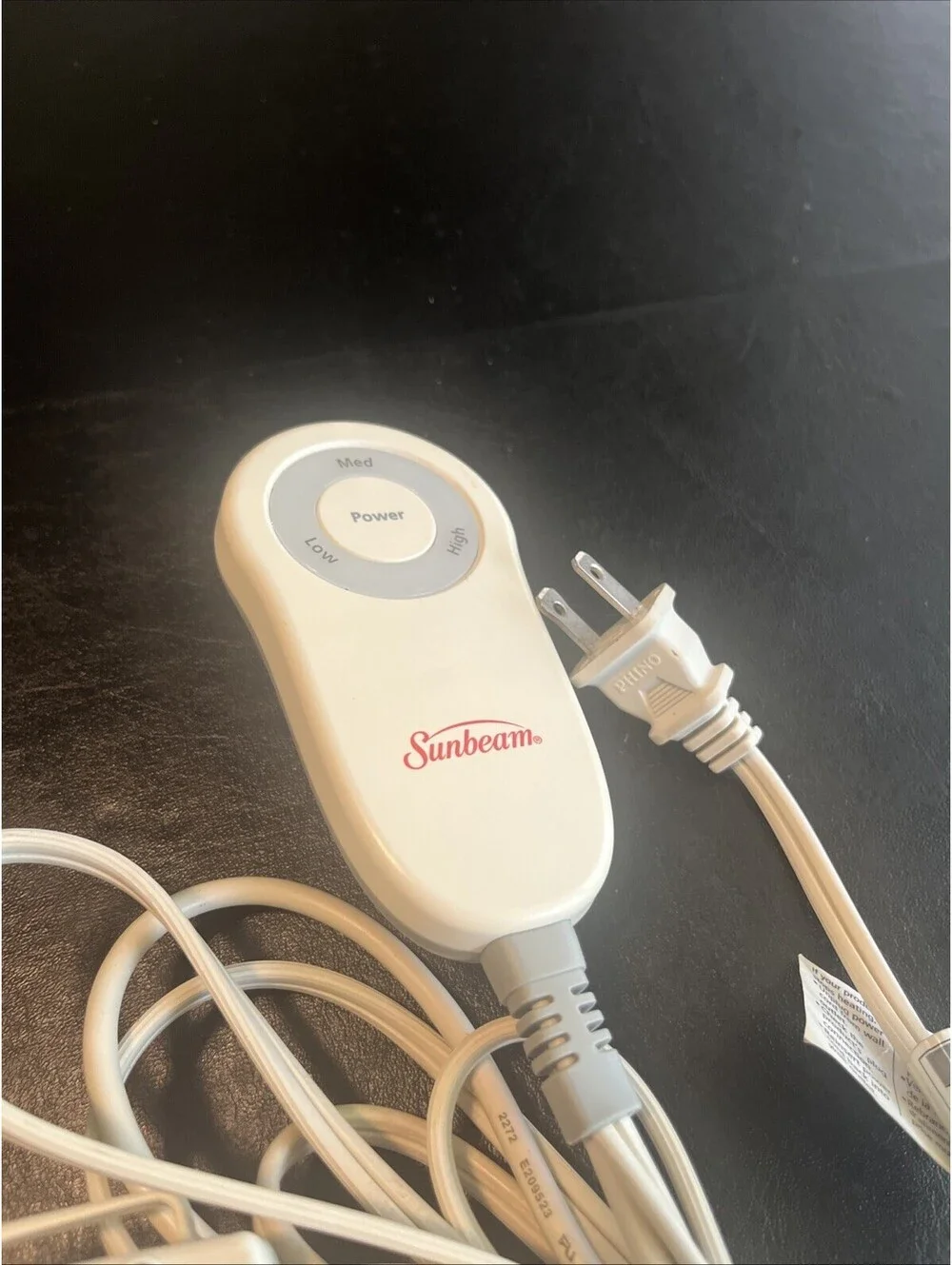 Sunbeam Style M85P M85AP E23623SP Electric Blanket Control 180W 3-Prong Cord
